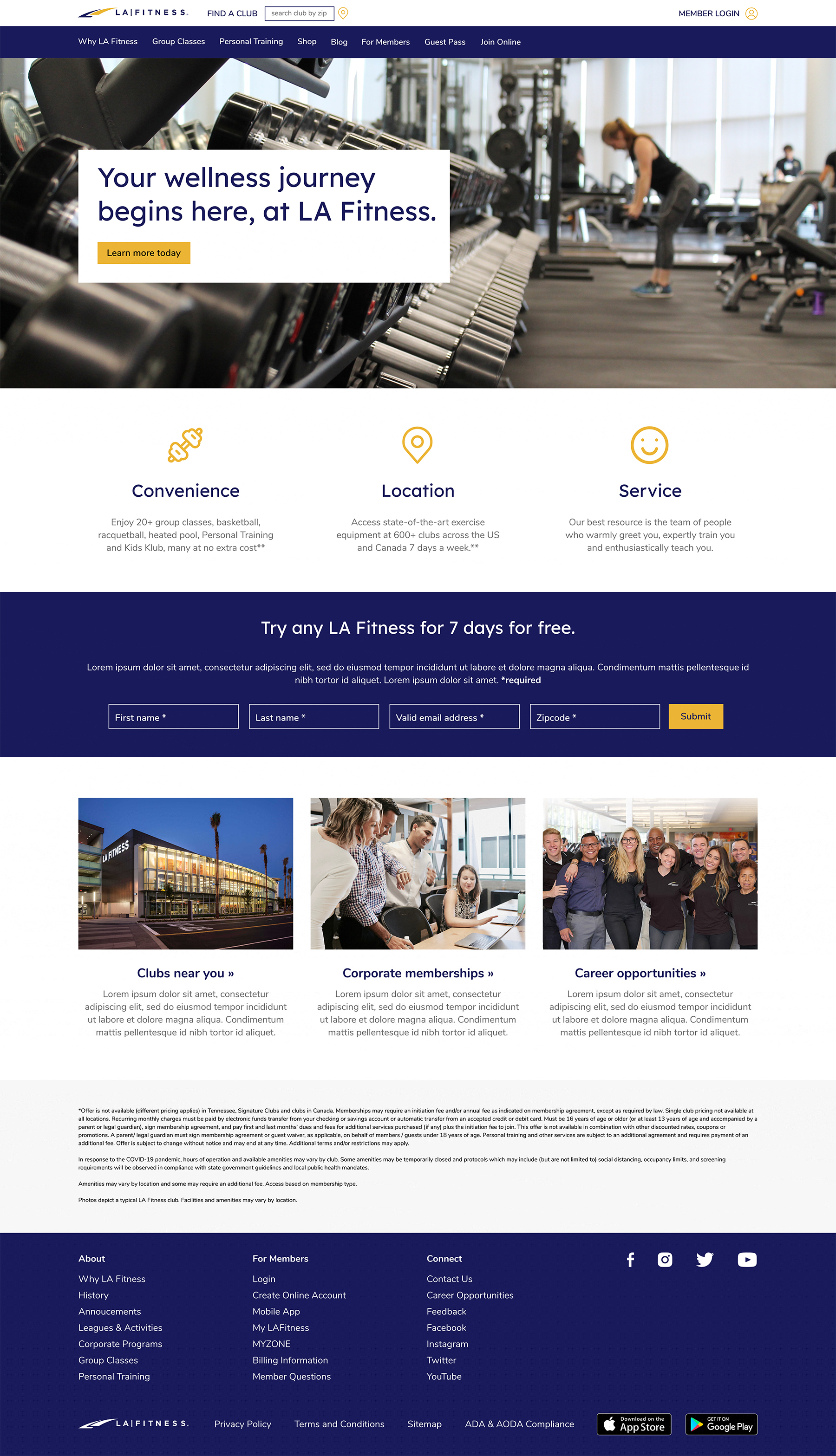 LA Fitness website redesign